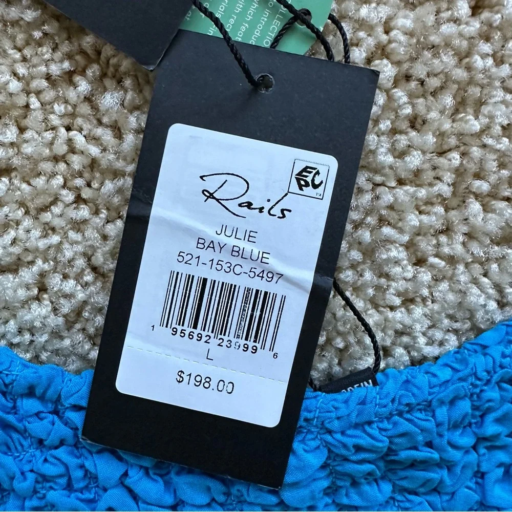 Rails Julie Smocked‎ Dress Bay Blue Size L New With Tags - Picture 4 of 6